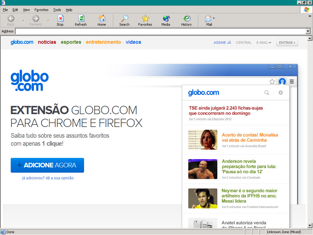 Globo.com's extension for Chrome and Firefox