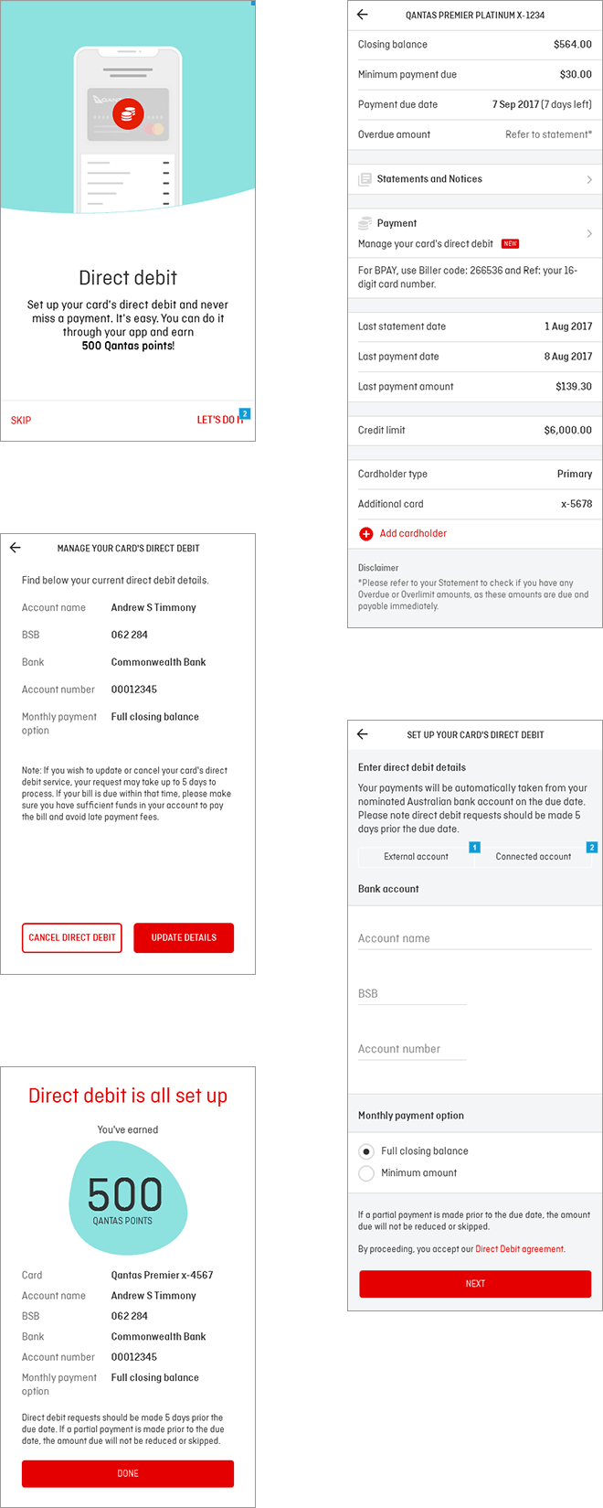 Direct Debit Service for Qantas Premier cards