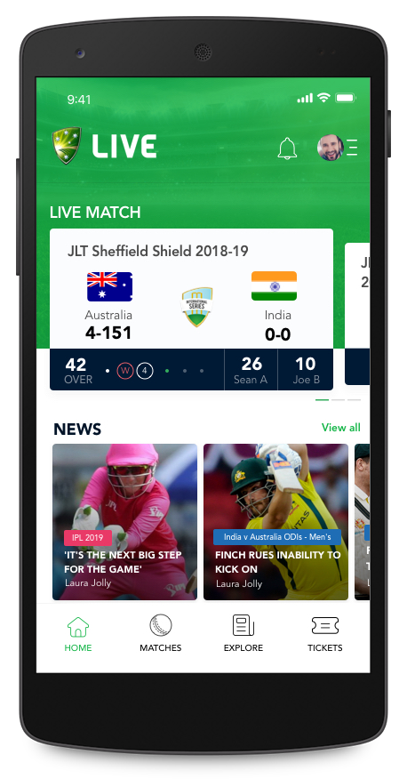 Cricket Australia’s mobile app & website redesign